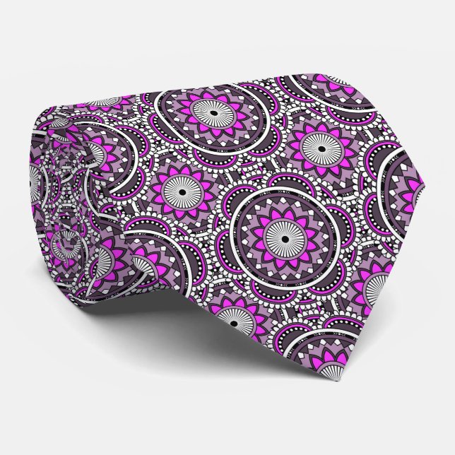 Lila islamisches Mandala-Muster Krawatte (Gerollt)