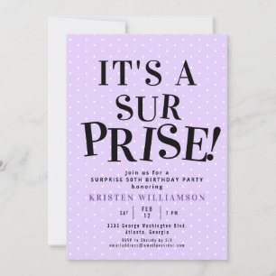 Lila ist es eine Überraschung 50. Geburtstag Einladung