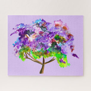 Lila Jacaranda-Baum Aquarellmalerei Puzzle