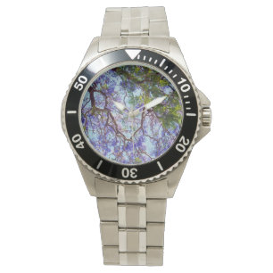 Lila Jacaranda-Baum Ölmalerei, Herrenarmbanduhr Armbanduhr