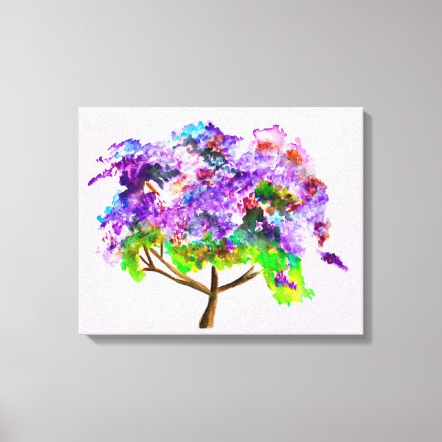 Lila Jacaranda-Baum Wasserfarben Leinwanddruck (Vorderseite)