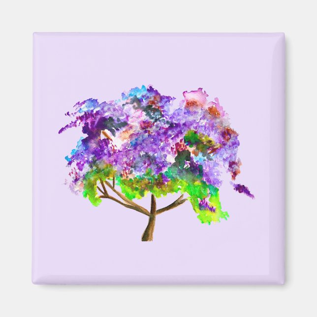 Lila Jacaranda-Baum Wasserfarben Magnet (Vorne)