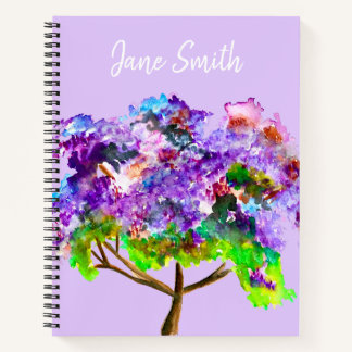 Lila Jacaranda-Baum Wasserfarben Notizbuch