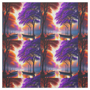 Lila Jacaranda-Bäume am Fluss, Stoff