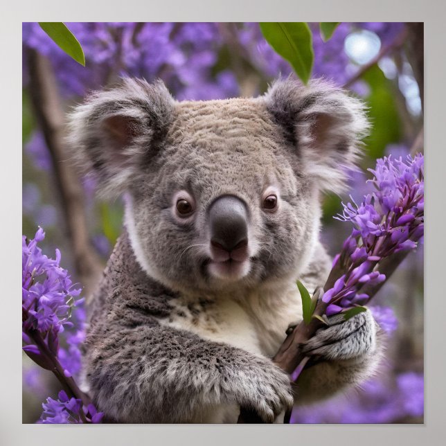 Lila Jacaranda Koala Bär Poster (Vorne)