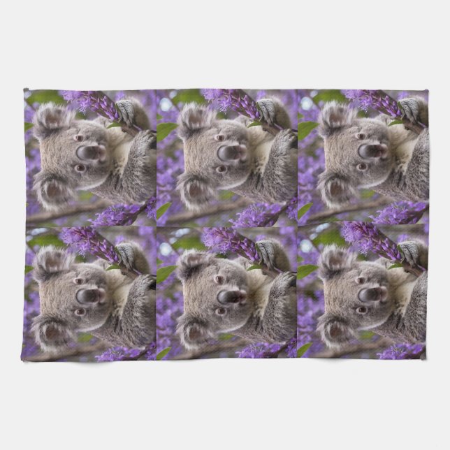 Lila Jacaranda Koala Bear, Geschirrtuch (Horizontal)