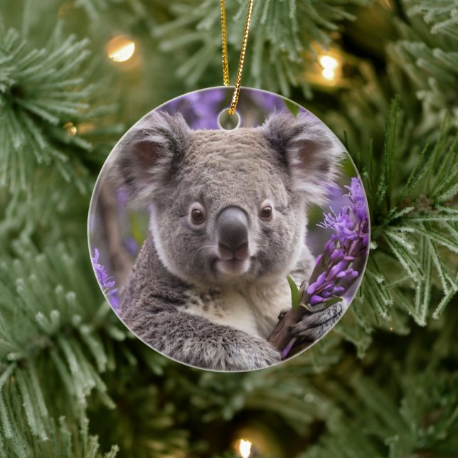 Lila Jacaranda Koala Bear, Keramik Ornament (Baum)