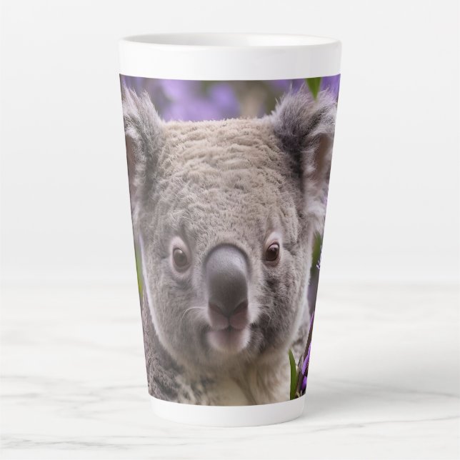 Lila Jacaranda Koala Bear, Milchtasse (Vorderseite)