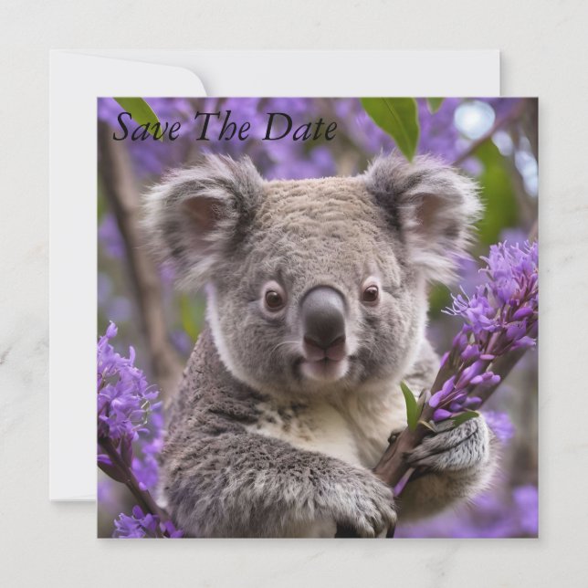Lila Jacaranda Koala Bear, Save The Date (Vorderseite)