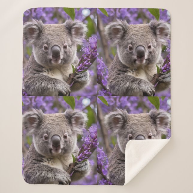 Lila Jacaranda Koala Bear, Sherpadecke (Vorderseite)