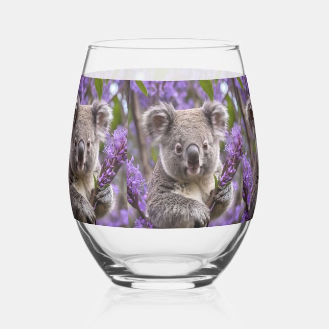 Lila Jacaranda Koala Bear, Weinglas Ohne Stiel (Vorderseite)