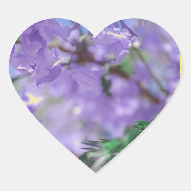Lila Jacaranda Tree Blume Herz-Aufkleber (Vorderseite)