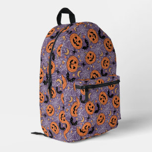 Lila Jack-O-Lantern Halloween-Muster Bedruckter Rucksack