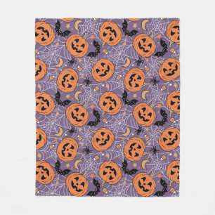 Lila Jack-O-Lantern Halloween-Muster Fleecedecke