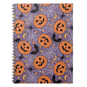 Lila Jack-O-Lantern Halloween-Muster Notizblock