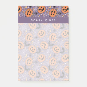 Lila Jack-O-Lantern Halloween-Muster Post-it Klebezettel