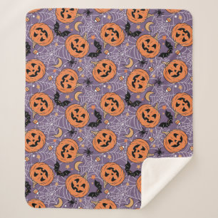 Lila Jack-O-Lantern Halloween-Muster Sherpadecke