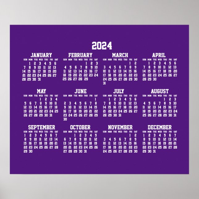 Lila Jahreskalender 2024 Poster (Vorne)