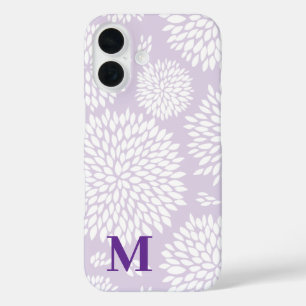 Lila japanisch Inspiriertes Blume Muster Monogramm iPhone 16 Hülle