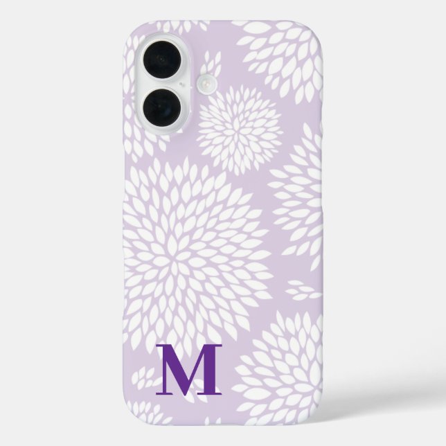 Lila japanisch Inspiriertes Blume Muster Monogramm Case-Mate iPhone Hülle (Rückseite)