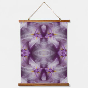 Lila japanische Iris-Blume Abstrakt Wandteppich Mit Holzrahmen