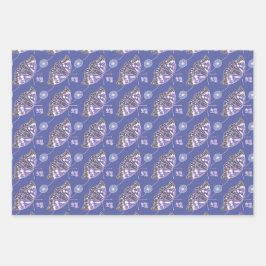 Lila japanischer Schmetterling Geschenkpapier Set