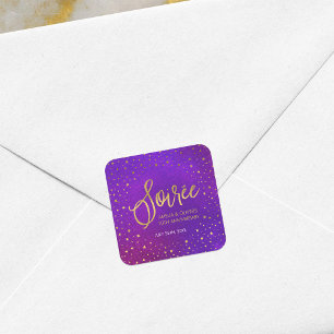 Lila jedes Jahr Hochzeitstag Quadratischer Aufkleber