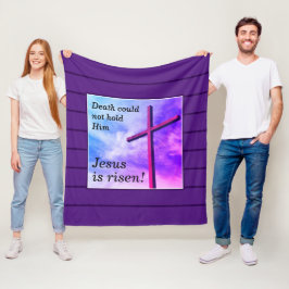 Lila JESUS IS RISEN Oaster Fleecedecke