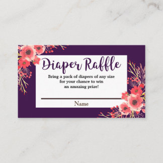 Lila Jewel Tone Wasserfarben Blume Windeln Raffel Begleitkarte