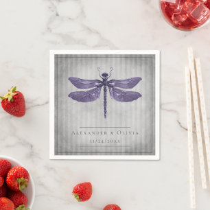 Lila Jeweled Dragonfly-Hochzeit Serviette