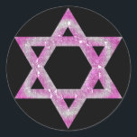 Lila Jeweled Star von David Design Runder Aufkleber<br><div class="desc">ein hübscher David Stern in einem rosa/lila... .{Grafik von MarloDeeDesigns.com}</div>