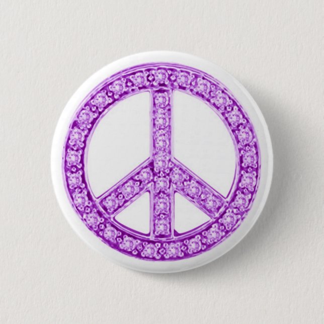 Lila Jewels Peace Sign Button (Vorderseite)