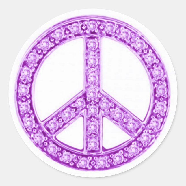 Lila Jewels Peace Sign Runder Aufkleber (Vorderseite)