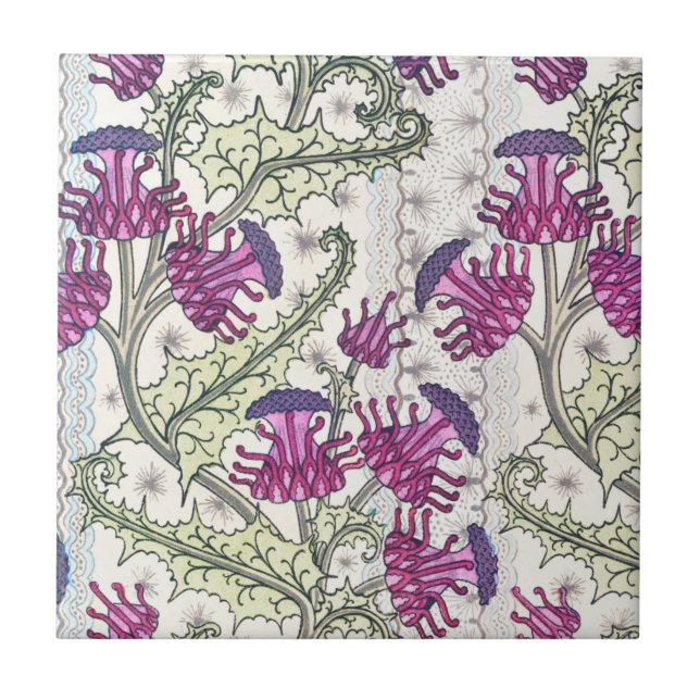 Lila Jonquil Thistle Flower Garden Keramik Tile Fliese (Vorderseite)