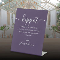 Lila jüdische Hochzeit Kippot Script Yarmulke
