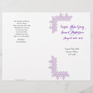 Lila jüdisches Hochzeitsprogramm