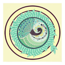 Lila Jugendstil-Pfauenposter