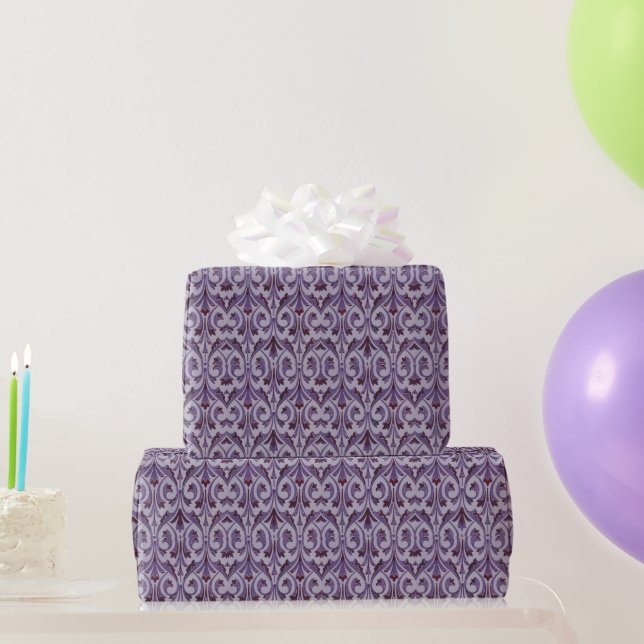 Lila Jugendstil-Wirbel Geschenkpapier (Partygeschenke)