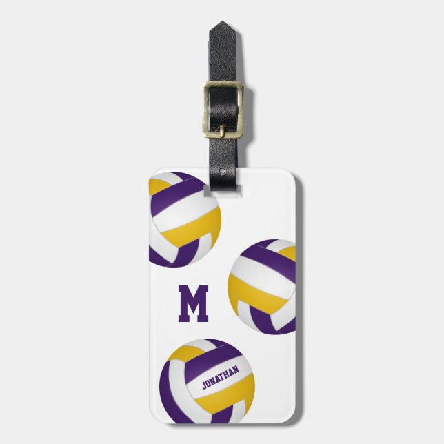 lila Jungs-Volleyballmannschaft Gepäckanhänger (Vorderseite vertikal)