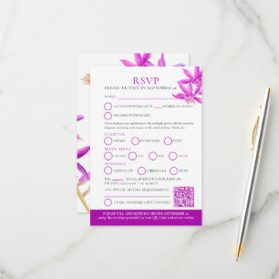 Lila Juwelenorchideenhochzeit RSVP QR Karte