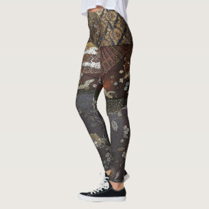 Lila kaiserlicher Silk Drache-Kran Leggings