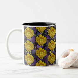 Lila Kakteen-Pantolblumen Zweifarbige Tasse