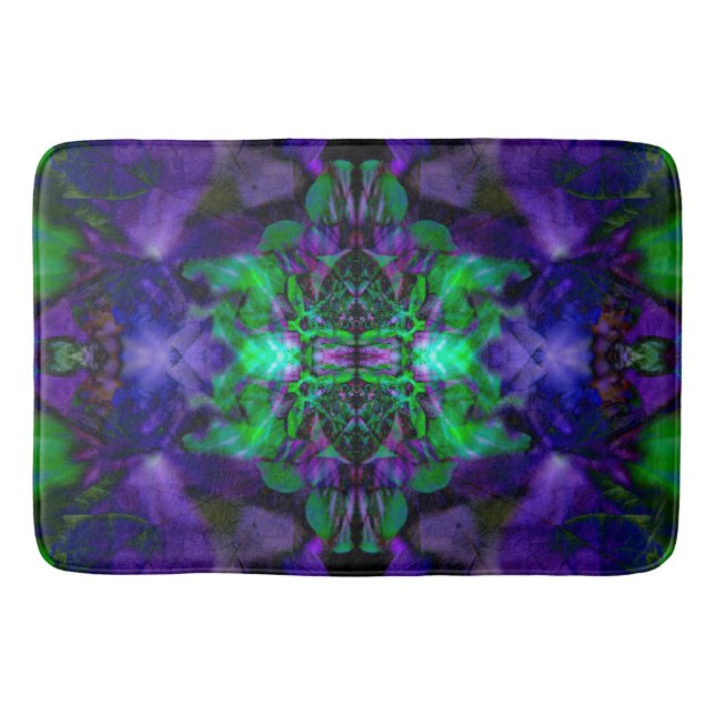 Lila Kaleidoskop-Blume Badematte (Vorderseite)