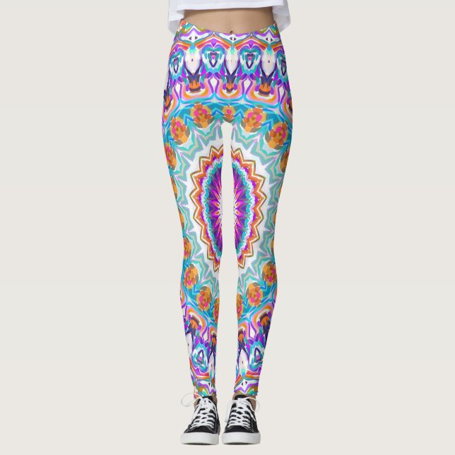 Lila Kaleidoskop Mandala Leggings (Vorderseite)