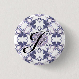 Lila Kaleidoskop-Muster #1 Monogramm Button