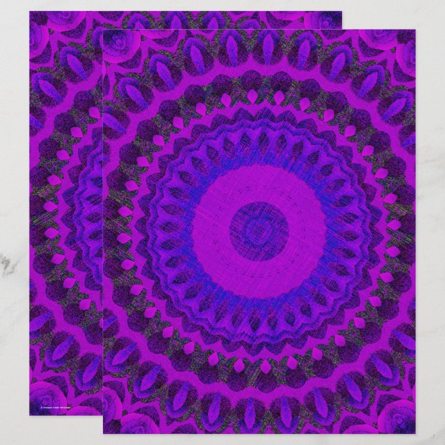 Lila Kaleidoskop-Schreibpapier 2-seitige Seite (Vorne/Hinten)