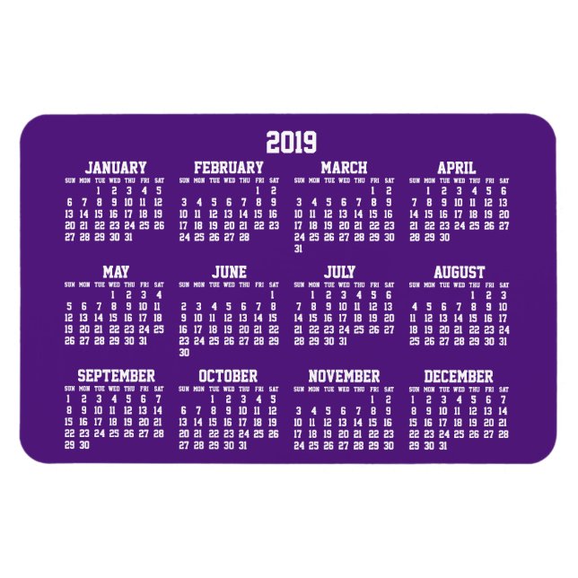 Lila Kalender 2019 Große flexible Magnete (Horizontal)