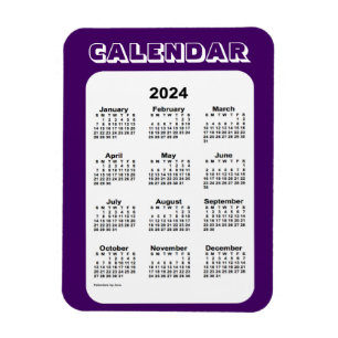 lila Kalender 2024 von Janz 3x4 Magnet