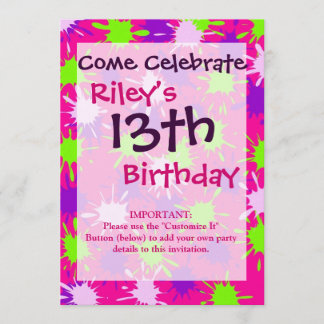 Lila kalkgrüne Spritzer Splotter Einladung