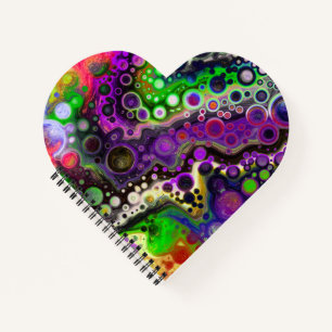 Lila, kalkgrüne und schwarze Marmorlasche Kunst Notizbuch